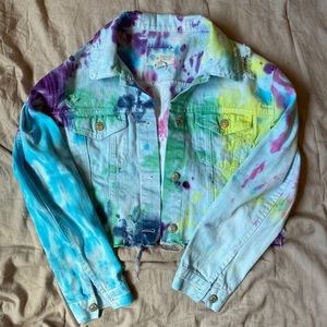 TIE DYE JEAN CROP JACKET
